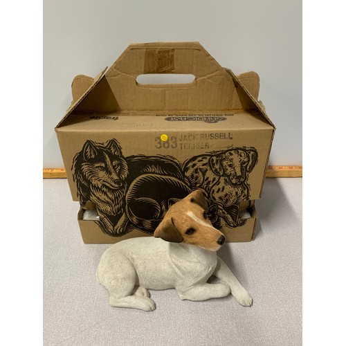 46 - Sandicast Jack Russell Terrier with box.
large 24cm l x 16 cm h