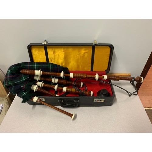 47 - Set of Indian bagpipes and case.