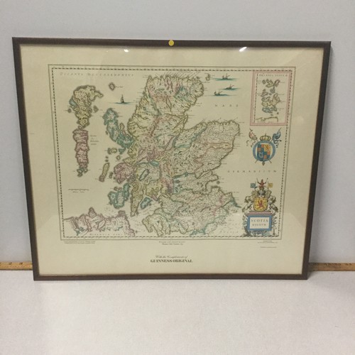 7 - Framed Guinness Original map of Scotland. 63cm x 53cm