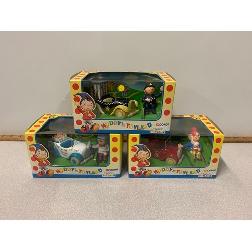 56 - 3 boxed Corgi Noddy in Toyland vehicles and figures.