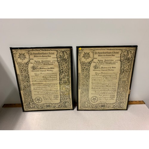 88 - Pair of vintage framed Eastern Star certificate. 1946 and 1951.
39cm x 31cm