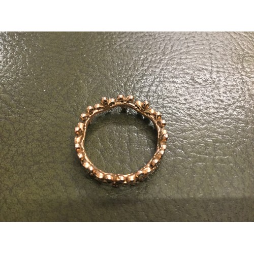 98 - Pandora, Daisy band ring, Silver, rose gold plate, CZ 7.5/56 Marked ALE R