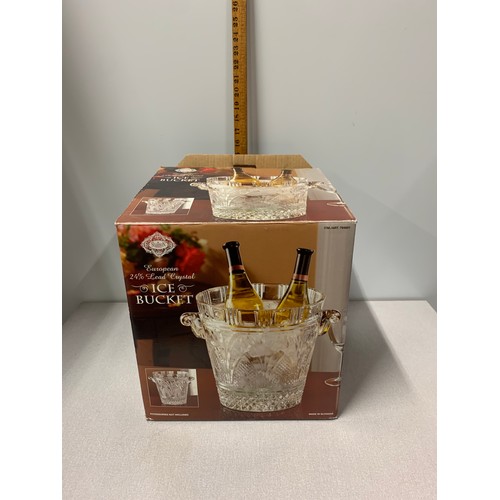 67 - Very large cut glass/crystal ice bucket with box.