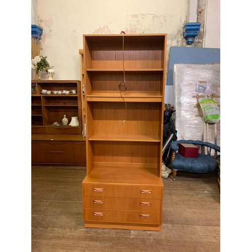 129 - Mid century Teak G-Plan 3 drawer shelving unit.61cm wide.