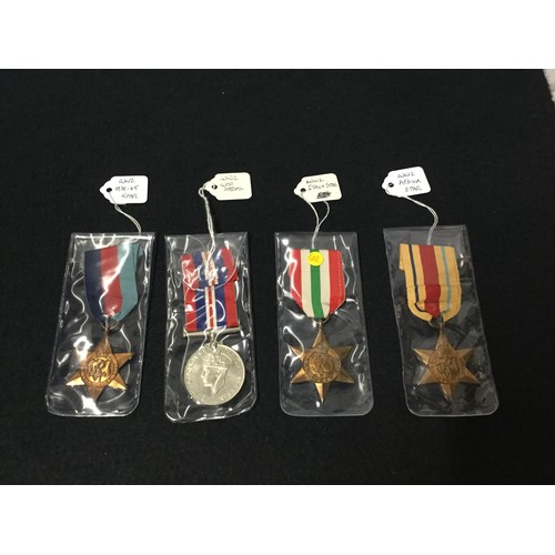 148 - 4 x WW2 medals - 1939-45 star, Italy star, George VI and Africa star.