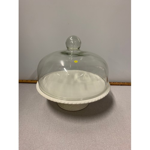 166 - Cake stand with glass dome cover.