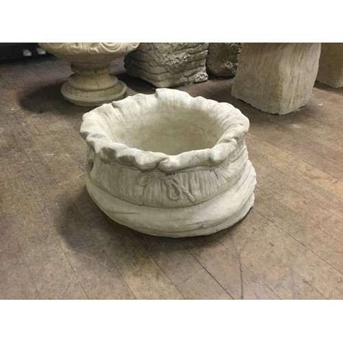 167 - Large stone garden sack planter.
22cm h x 37xm w