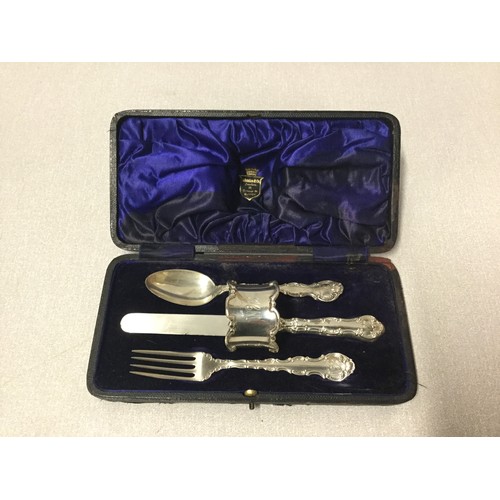 314 - Edwardian 1906 Gorham (G.M.Co) Sterling silver 4 piece christening set in original fitted box.