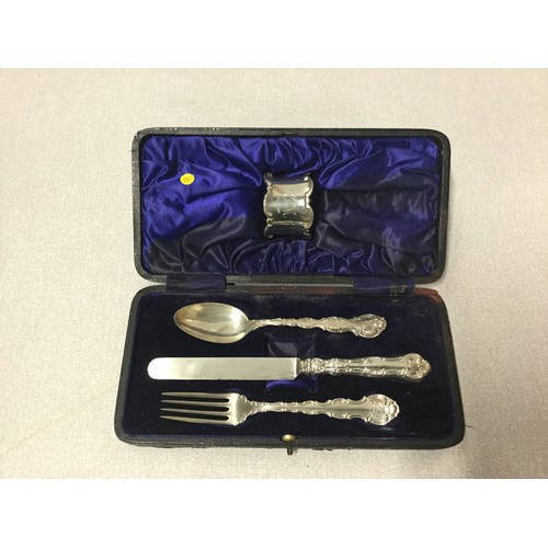 314 - Edwardian 1906 Gorham (G.M.Co) Sterling silver 4 piece christening set in original fitted box.