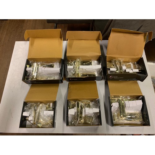 450 - 6 x new boxed brass door handles.