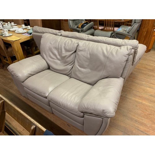 368 - 2 grey, leather, reclining sofas - 2 seater and 3 seater.