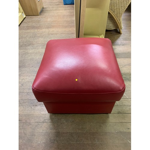 403 - Red leather pouffe with storage.