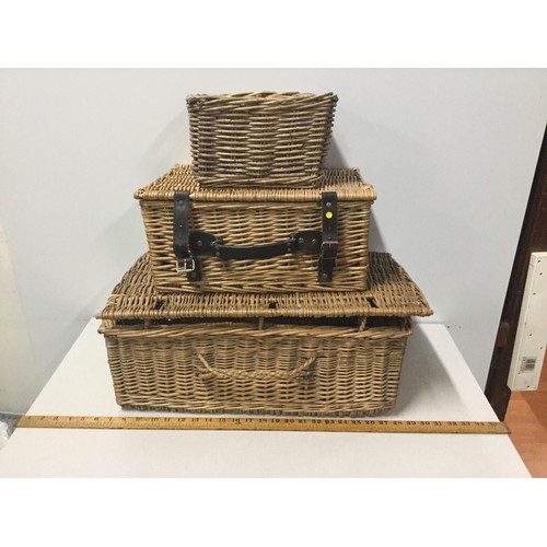 435 - 3 x wicker baskets.