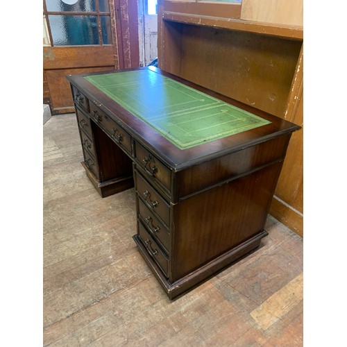 457 - Vintage leather top, pedestal 9 drawer desk.
74cm h x 124cm l x 63cm d