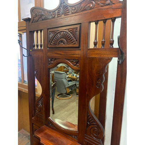 458 - Art Nouveau solid wood hall stand.
207cm h x 84cm l x 36cm d