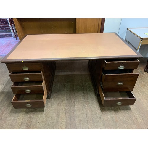 472 - Extremely large, Edwardian solid wood pedestal, partners desk with 7 drawers and 2 doors.
183cm l x ... 