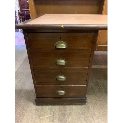 472 - Extremely large, Edwardian solid wood pedestal, partners desk with 7 drawers and 2 doors.
183cm l x ... 