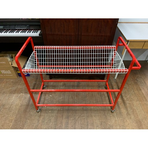 567 - Industrial metal storage trolley on casters.