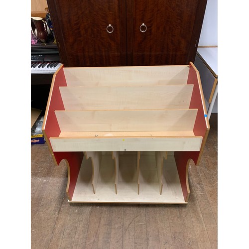 568 - Mobile wooden book/files storage display cabinet.