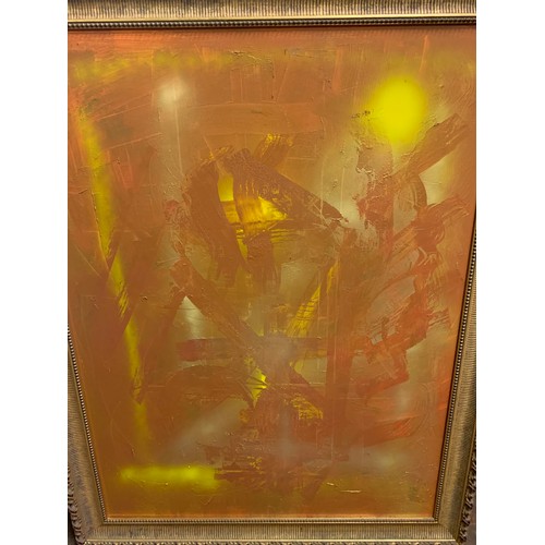 682 - Large abstract painting in ornate gilt frame. l113cm x h143cm.