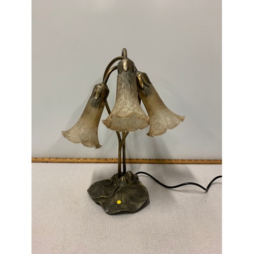 664 - Vintage bronze tulip table lamp.