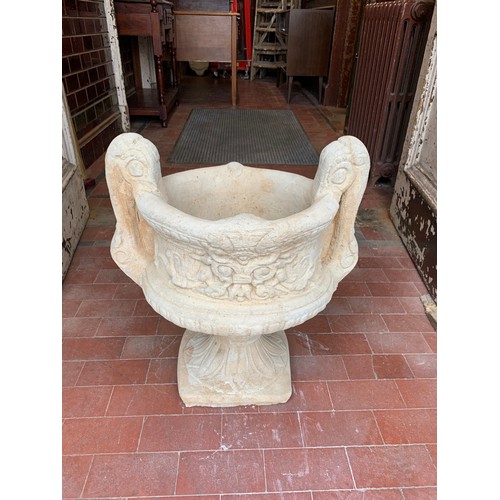 121a - Large stone garden 2 handled planter.