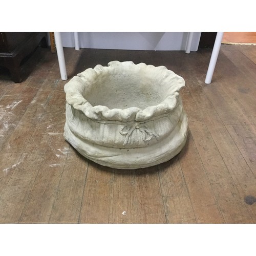 36 - Large stone garden sack planter.