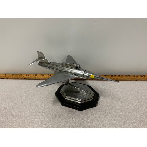 26 - Art Deco chrome Jet fighter plane table/desk lighter.