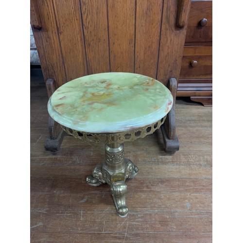 33 - Vintage brass and onyx end table.