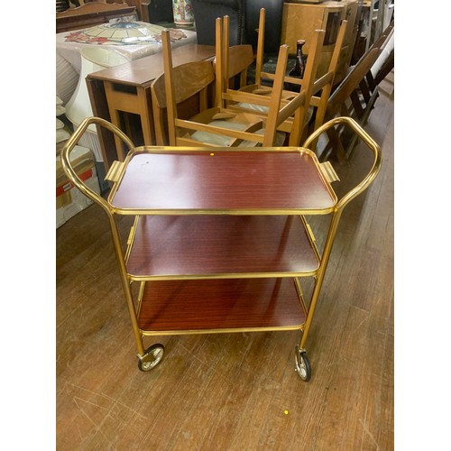 67 - Retro 3 tier serving trolley with removable tray.