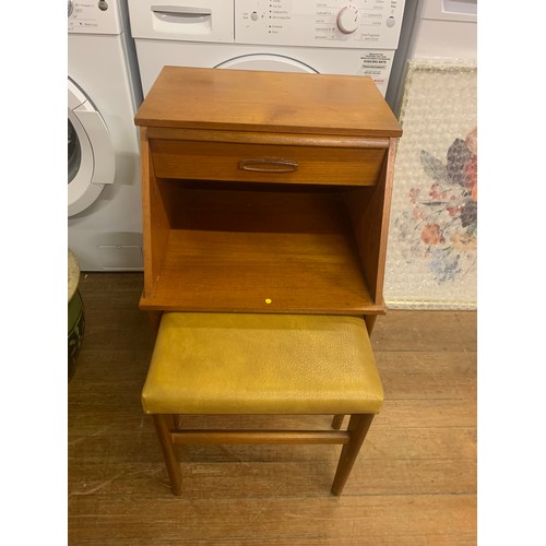 68 - Mid century Chippy teak  telephone table and stool.