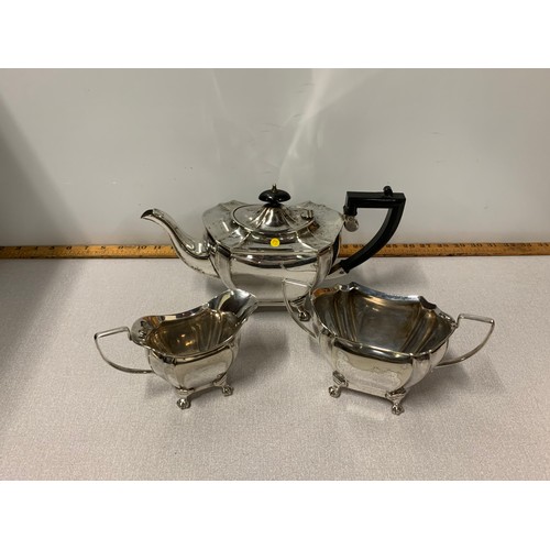 179 - Antique William Adams 3 piece EPNS tea set with ball and claw feet. circa 1890's