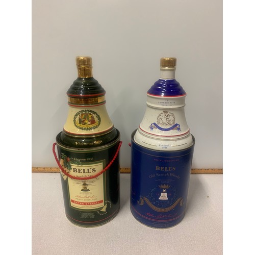 129 - 2 x Bells whisky decanters - The birth of Princess Beatrice 1988 and Christmas 1988. Full and sealed... 