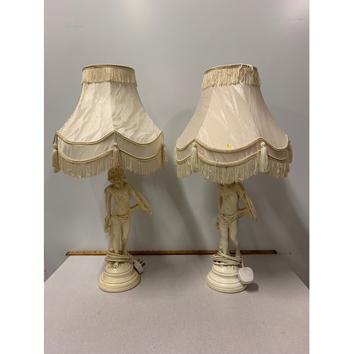 140 - Pair of vintage cherub table lamps.