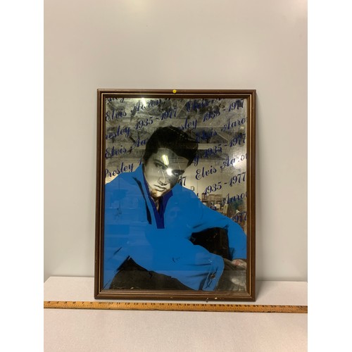 145 - Framed Elvis wall mirror.