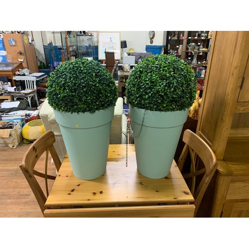 206 - Pair of artificial boxwood topiary balls in planters