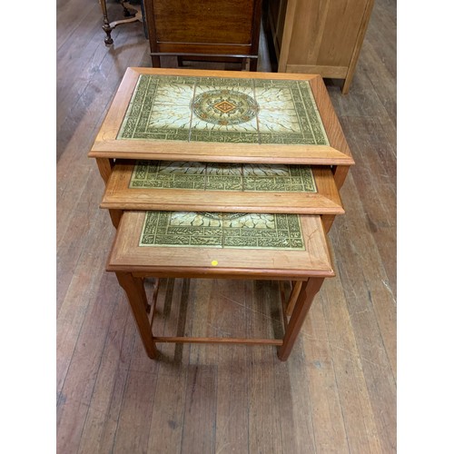 208 - Nest of 3 retro danish tile topped tables.