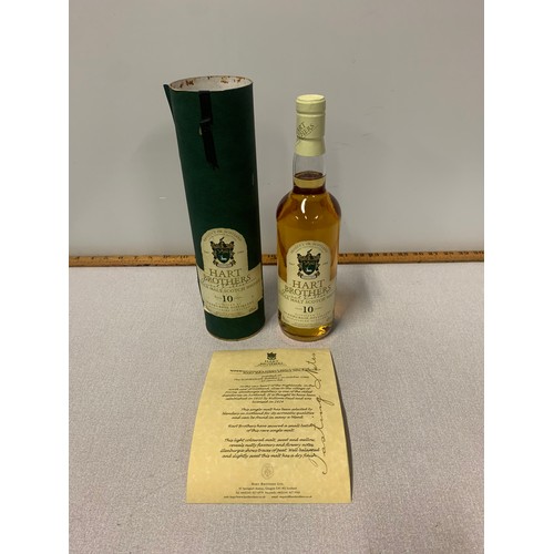 231 - Boxed bottle of Hart Brothers 10 year old single malt Scotch whisky with certificate.