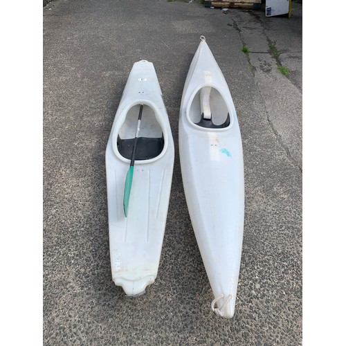 695 - 2 x single person canoes & paddle