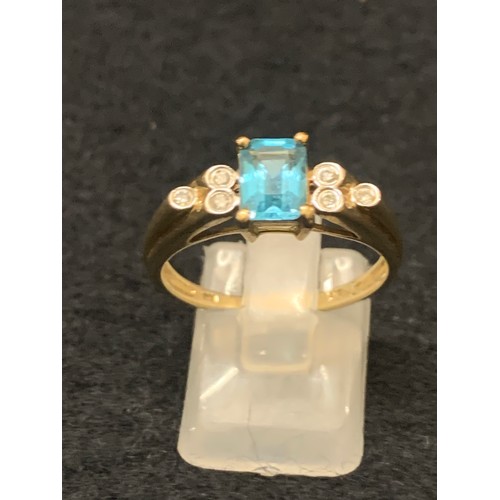 115F - 9ct gold ring with large blue topaz gem stone.
2.7g