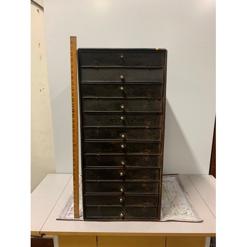 59 - 12 drawer 1930's Industrial metal film reel storage cabinet.