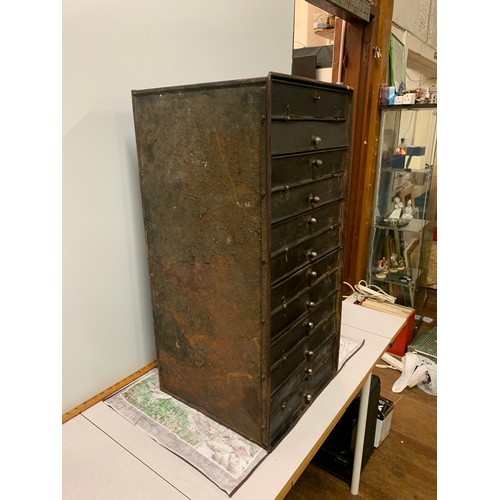 59 - 12 drawer 1930's Industrial metal film reel storage cabinet.