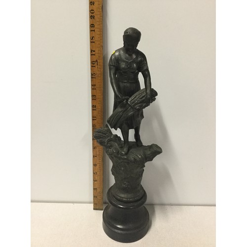 14 - Tall spelter figurine of Lady collecting wheat.
47cm tall.