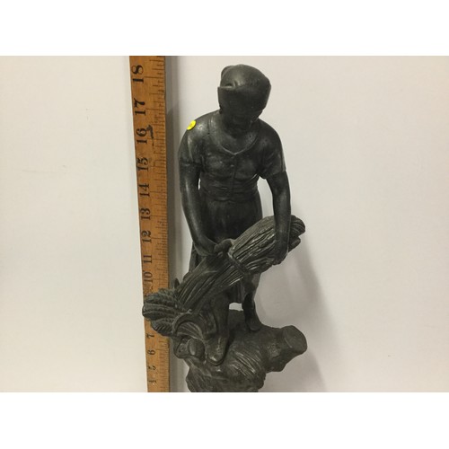 14 - Tall spelter figurine of Lady collecting wheat.
47cm tall.