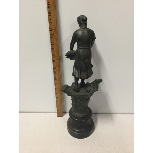 14 - Tall spelter figurine of Lady collecting wheat.
47cm tall.