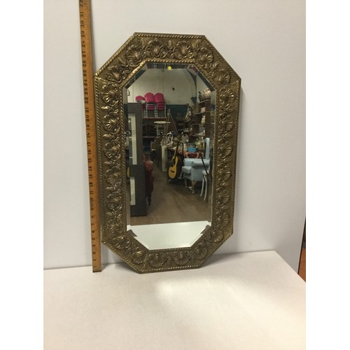 35 - Vintage brass framed wall mirror.
Approx 75cm x 44cm