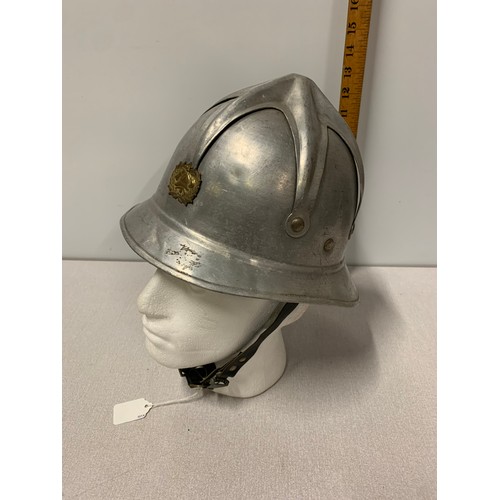 4 - Mid Century Aluminium Russian Fire Fighters helmet.