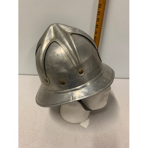 4 - Mid Century Aluminium Russian Fire Fighters helmet.