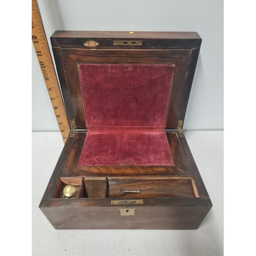 60 - Victorian writing slope with fitted interior and ink well.