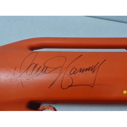 63 - Original Baywatch lifeguard rescue aid/buoy prop signed by David Hasselhoff.